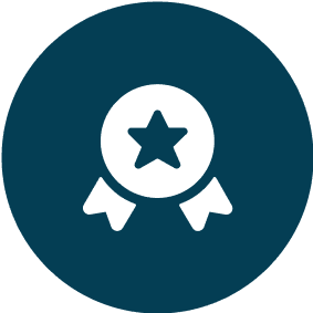 Award icon with star in circle.